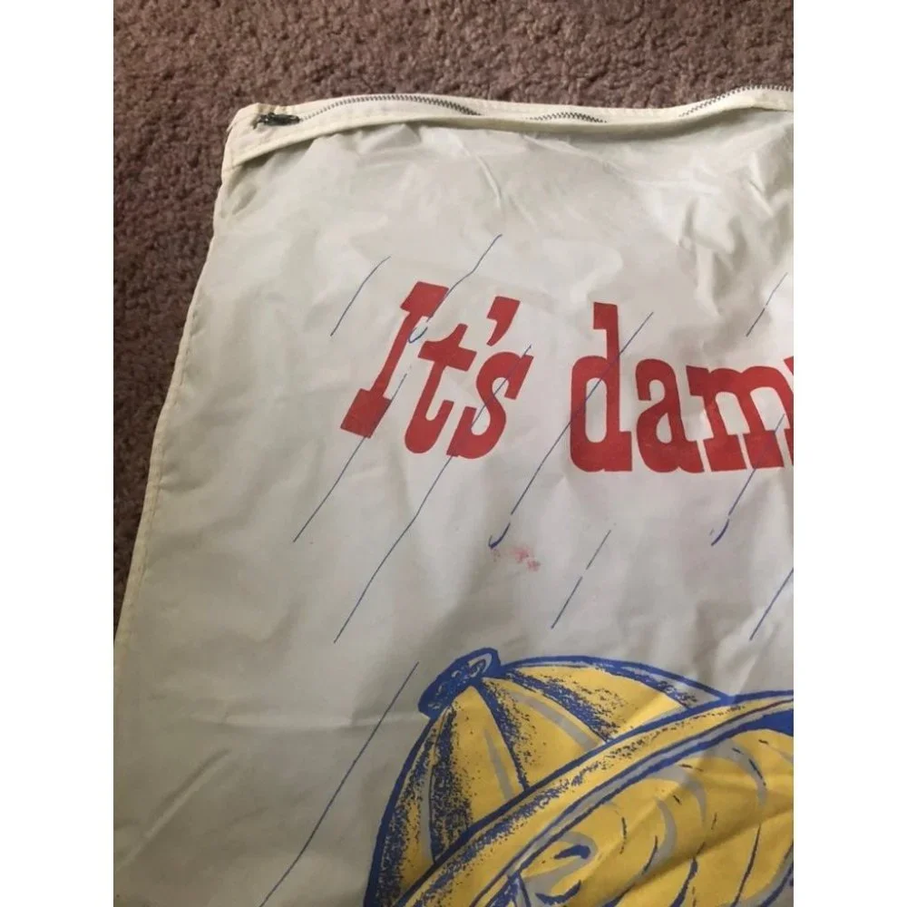 Large Vintage 1950s vinyl wet bathsuit / clothing / towel pool / beach bag sack